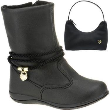 Imagem de Bota Infantil Feminina Pingente com Bolsinha Preta - Club Happy-Feminino
