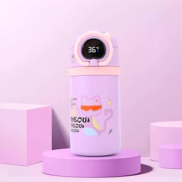 Imagem de Kit 2 Garrafa Squeeze Copo Térmico Infantil Tela Digital Termômetro