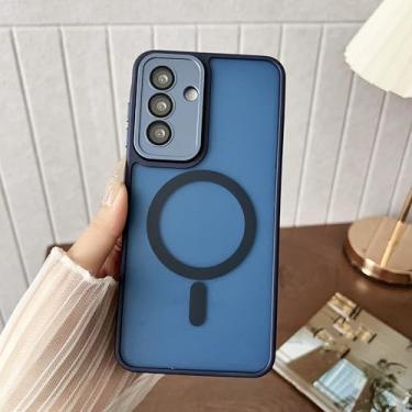 Imagem de Capa de luxo fosca com carregamento magnético sem fio para Samsung Galaxy S25 Ultra S24 Fe S23 Plus A56 A36 A26 A17 A07 (para A36/Azul Escuro)