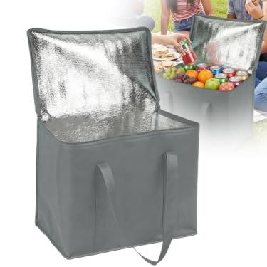 Imagem de Bolsa térmica para entrega de alimentos – Bolsa térmica reutilizável com zíper superior, bolsa térmica à prova de vazamento para DoorDash, compras, viagens e piqueniques (2 tamanhos, quente/frio