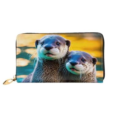 Imagem de XLLingL Carteiras de cartão de crédito impressas, bolsas longas de couro femininas, carteiras com zíper, carteira de viagem simples