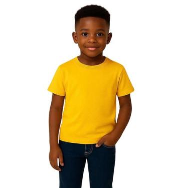 Imagem de Camiseta Infantil Algodão Penteado Premium 4 ao 16 - Basi.Co, Amarelo,