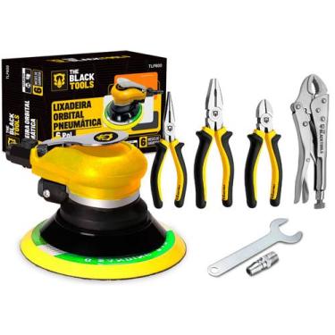Imagem de Lixadeira Pneumática 6 Pol Roto Orbital + Kit Alicate The Black Tools