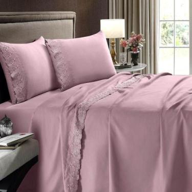 Imagem de Jogo de Cama Lençol King Size Bordado Renda Bianca Sonata Buettner, RO