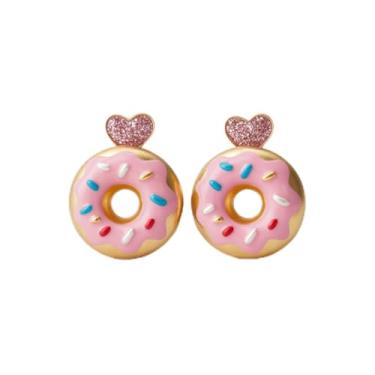 Imagem de Brincos de donut para o dia dos namorados, brinco feminino pendente para lembrancinhas de festa, joias de acrílico para intercâmbio de estudantes, presentes para lembrancinhas de sala de aula