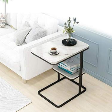 Imagem de U5GAAALPPQ9 Mesa lateral criativa multifuncional sala de estar pequena mesa de chá sofá canto ferro e quadrado redondo mesa de café lateral do sofá (cor: D) (E)