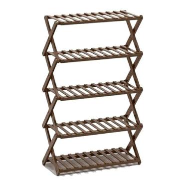 Imagem de Sapateira dobrável, prateleira multifuncional de armazenamento de sapatos, organizador de sapatos de bambu de várias camadas para organizador de sapatos de entrada de armário (cor: 3 camadas 70 cm) (5