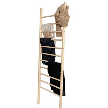 Imagem de Suporte de parede para quarto, suporte de escada, suporte de madeira, organizador estreito de armazenamento para jeans, economia de espaço, 11 camadas