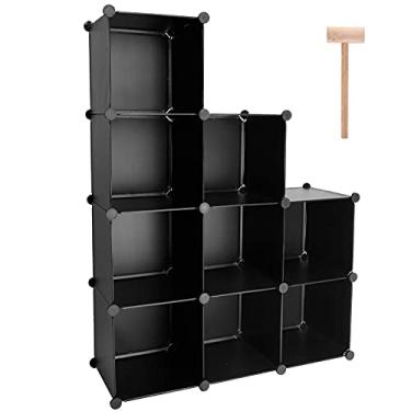Imagem de TUMUCUTE Organizador de armazenamento em cubo, 9 cubos, estante modular de plástico para armário de armário, prateleiras de armazenamento para quarto, sala de estar, escritório, preto