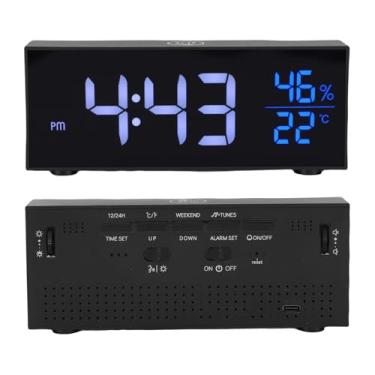 Imagem de Jectse Despertador Digital, Display LED de 2,15 Polegadas, Alarmes Duplos, Volume Ajustável, Regulável 12H 24H, Com Função Snooze e Porta de Carregamento USB, para Mesa, Quarto, (BLACK)