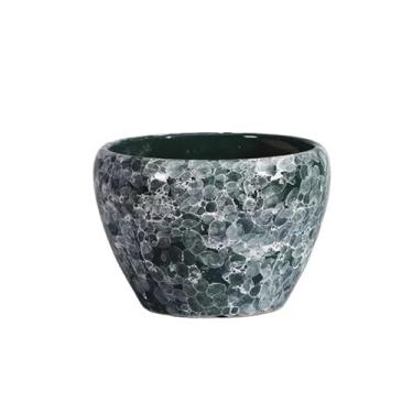 Imagem de Vaso de plantas de cerâmica grande calibre para ambientes internos e externos da fortuna verdes suculentas vasos de flores simples (cor verde escura, médio)