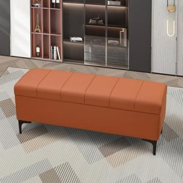 Imagem de Banco de cama moderno para quarto com armazenamento, bancos de entrada com almofada, banco de armazenamento de sala de estar, banco de sapato de porta frontal com armazenamento, banco de assento de