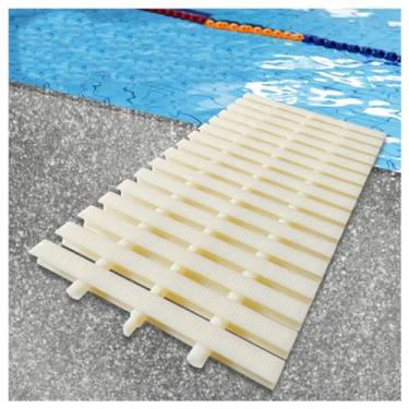 Imagem de Grade de drenagem de piscina, faixa de cobertura de plástico ABS para drenagem de água, 2 peças de grade de atividade de 25 x 100 cm para segurança e eficiência no piso da piscina