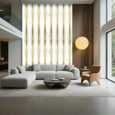 Imagem de ESSMOKO Papel de parede folha dourada imitação de grão de madeira efeito PVC adesivo de parede autoadesivo para sala de estar e cozinha papel de parede impermeável 40 * 300 cm