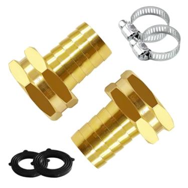 Imagem de LOVEGARDEN 2 peças conectores de mangueira de jardim Farpa de 3/10.2 cm x 3/10.2 cm GHT fêmea de latão sólido adaptador de reparo acessórios de reparo com grampos para limpeza de irrigação ao ar livre