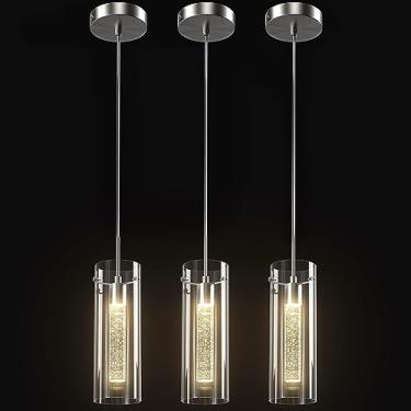 Imagem de RAUGAJ Lustres, luzes de teto, luminária de teto, luzes de cristal de LED, luminária pendurada moderna ilha com vidro bolha/quente/1 peça