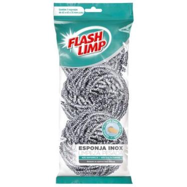 Imagem de Esponja Limpeza Pesada Inox 3 Peças Flash Limp