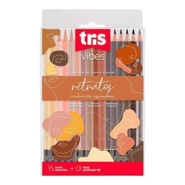 Imagem de Lápis De Cor Vibes Retratos 15 Cores + 1 Lápis 6B - Tris