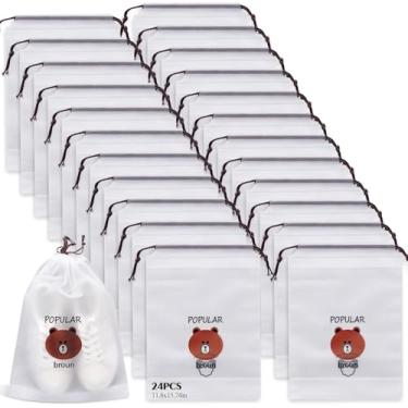 Imagem de Bolsas de sapato transparentes à prova d'água para viagens – Capas de sapato com cordão de 39 x 29 cm, bolsas de armazenamento de PE à prova de poeira para homens e mulheres, organizador multiuso para