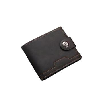 Imagem de Carteira masculina de couro fina com bolsos dobráveis acoplados com capacidade extra, Preto, Minimalista