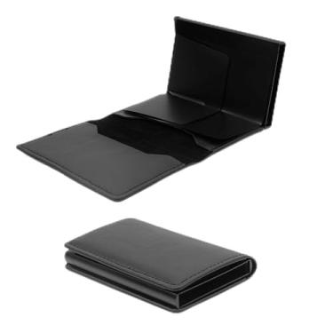 Imagem de Carteira inteligente masculina RFID – porta-cartões pop-up com compartimento para dinheiro, capacidade de 9 a 14 cartões, Preto, Carteira masculina com zíper