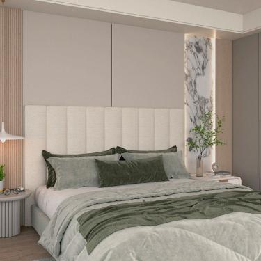 Imagem de Cabeceira Box Casal Concept Linho Naturall Claro - Gelius