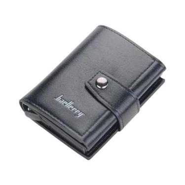 Imagem de Carteira Masculina Curta Trifold De Grande Capacidade Antimagnética E 