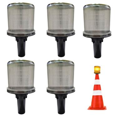Imagem de Sinalizador Viario Solar Kit 5 Uni Sinaliza Rodovia Emergencia Estrada Cone Atencao Rua Obra