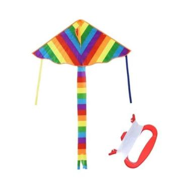 Imagem de Pipa Arco-Íris Para Crianças: Fácil De Voar, Cauda Longa, Brinquedo Di