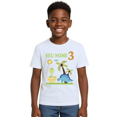 Imagem de Camiseta Dinossauros Aniversário Estampa Personalizada - Use P4, Branc