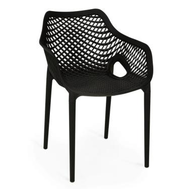 Imagem de Cadeira De Jantar Design Suits Com Braço Empilhável Em Polipropileno - Preto