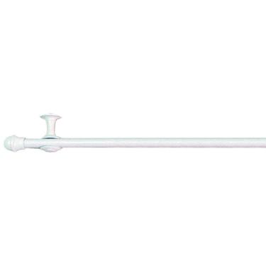 Imagem de Kit Varão Simples Para Cortina 2,00m Vilela Metalizado 100% Ferro - Branco