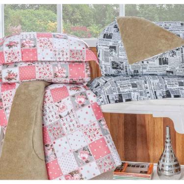 Imagem de Coberdrom Dupla Face Estampado Rosê para Casal Queen 01 Peça - Bordados Ricardo