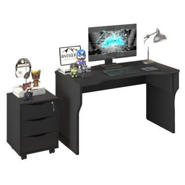 Imagem de Mesa E Gaveteiro De Escritório Mechelen Preto