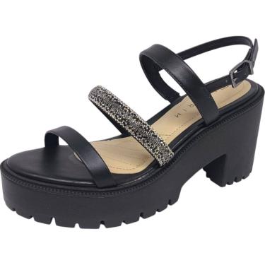 Imagem de Sandália Feminino Salto Médio Tratorada Strass Ramarim