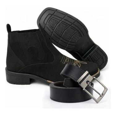 Imagem de Kit Botina Masculina Country Texana Confortavel Fazendeiro Cinto Socia