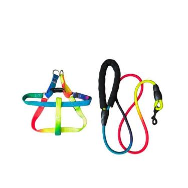 Imagem de Coleira para Cachorro Guia Peitoral, Estilo, Pet, Multicolor, Raças Mi
