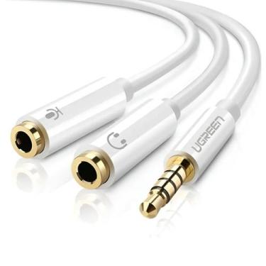 Imagem de Adaptador ugreen p3 macho para p2 femea 20cm av141 branco - 10789