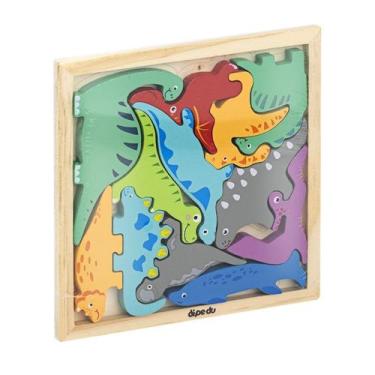Imagem de Brinquedo Madeira Encaixadinhos Dinossauro - 12 PÇS - BRW