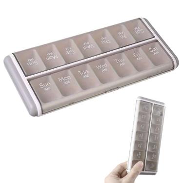 Imagem de Estojo de Remedio Comprimido Capsula Pilula Divisoria Organizador Semanal Mala Bolsa Viagem Portatil Seguro Resistente