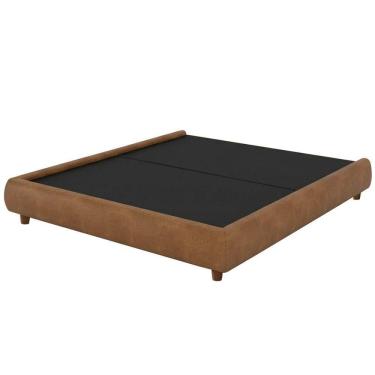 Imagem de Cama Casal Japonesa Firenze Corano MDF Pés Madeira Caramelo