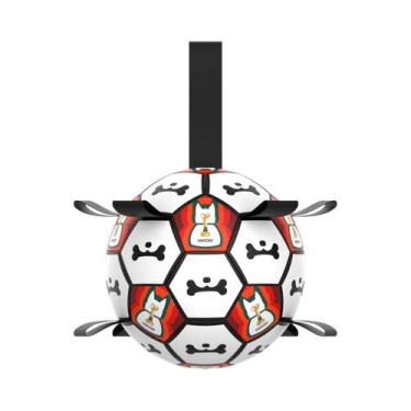 Imagem de Bola De Futebol Para Cães De 6 Polegadas Resistente a Mordidas Com Alç