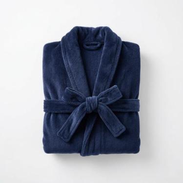 Imagem de Roupão Premium Microfibra Unissex Macio Antialergico Frio Cor:Azul Mar