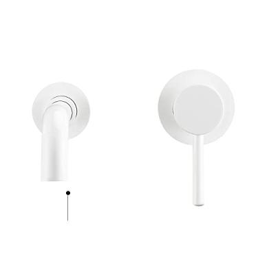 Imagem de Torneira de bacia misturador de banho torneira de pia de banheiro montagem de parede bronze mate preto com alça única água fria quente conjunto de ouro rosa branco, branco brilhante, 210, china