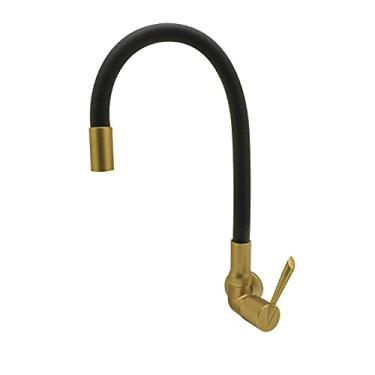 Imagem de Torneira Cozinha/Banheiro Gourmet Parede Flexível Preto e Dourado C61