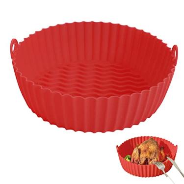 Imagem de 8,5 polegadas cozinha air fryers cesta forno bandeja redonda forros silicone, fritadeira a ar, reutilizável resistente ao calor 240 °C cesta antiaderente silicone 240 °C para assar -ondas
