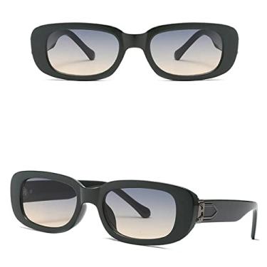 Imagem de Óculos de Sol Retrô Metal Seta Retângulo Feminino Designer Vintage Quadrado Preto Armação Pequena Óculos de Sol Feminino, C5 preto azul amarelo, tamanho único