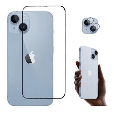 Imagem de Película De vidro 3D Full Cover + Pelicula de Câmera e Traseira Carbono Para iPhone 14 (tela 6.1) - Phone Palace