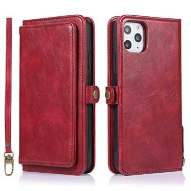 Imagem de Capa Carteira Flip para iPhone 14 Plus Capa de Celular em Couro Magnético Destacável para iPhone 13 Pro Max 12 11 XR XS Max 7 8, capa carteira vermelha, para iPhone xr