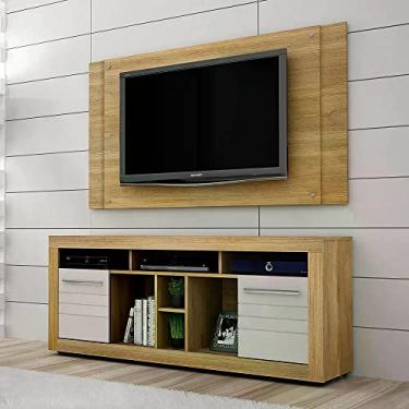 Imagem de Rack com Painel para Tv até 46 Polegadas 2 Portas 7 Nichos Firenze Valdemóveis Cinamomo/off White